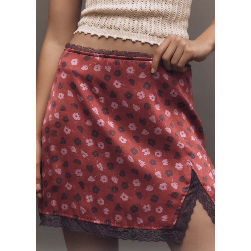 Anthropologie Maeve Lace-Trim Mini Slip Skirt Sz XL Romantic Whimsical Boho NEW